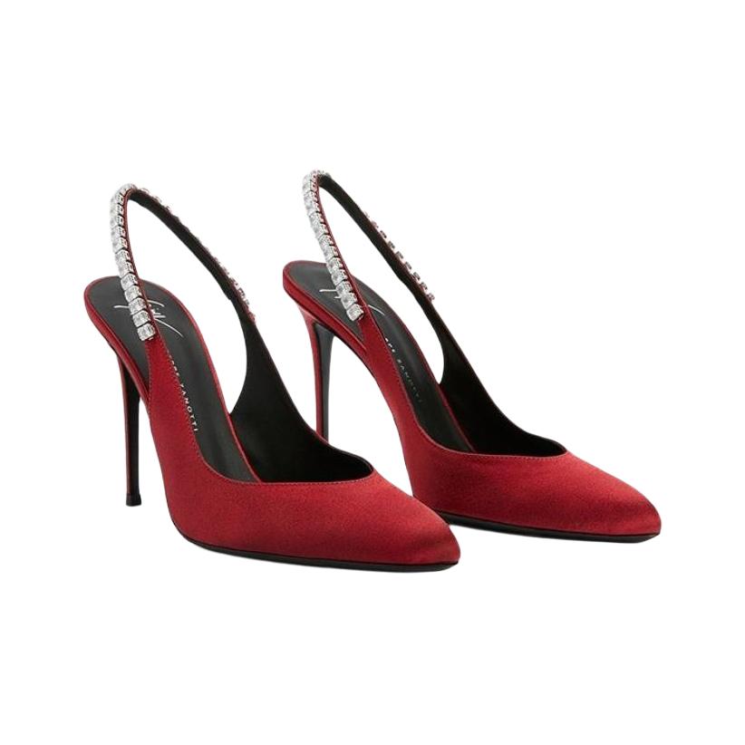 Женские туфли-лодочки на тонком каблуке 9 см красные Giuseppe Zanotti — фото 3