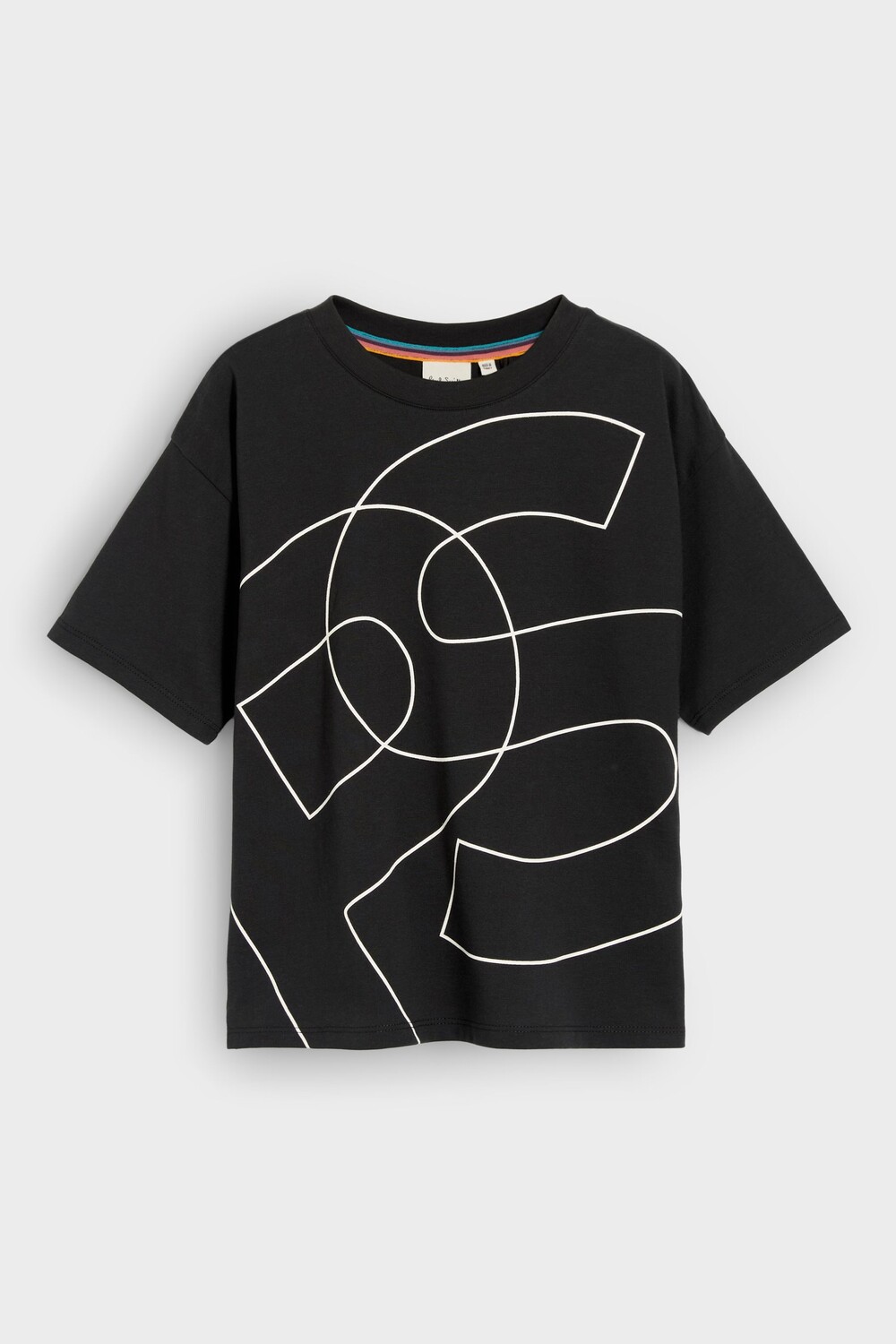 

Футболка PS для мальчика объемного кроя короткими рукавами и принтом Paul Smith Junior, черный