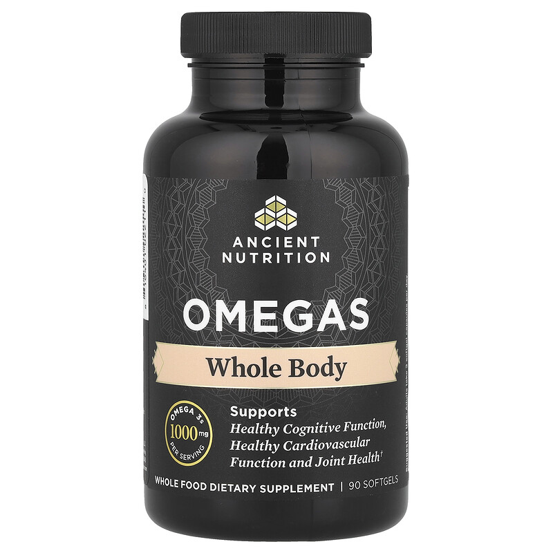

Ancient Nutrition, Omegas, для всего тела, 1000 мг, 90 капсул (333 мг в каждой капсуле)