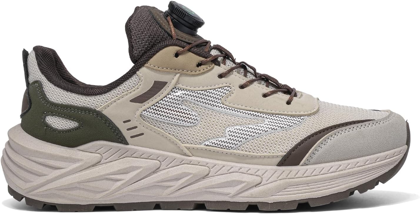 

Кроссовки для трейл-раннинга, верх из сетки и замши, массивная платформа, бежево-оливковые, спортивная обувь для активного отдыха Generic