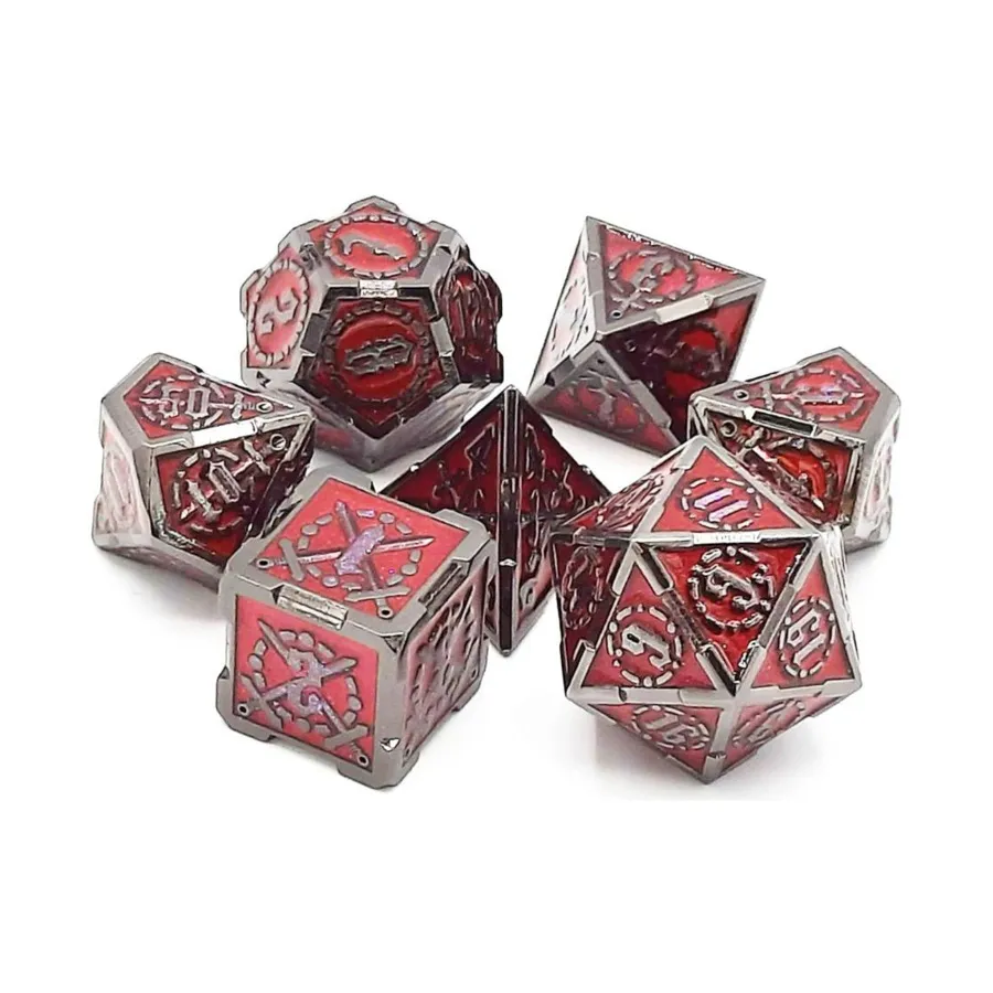 

Набор Poly — рубиново-красный с черным (7), Metal Dice - Knights of the Round Table