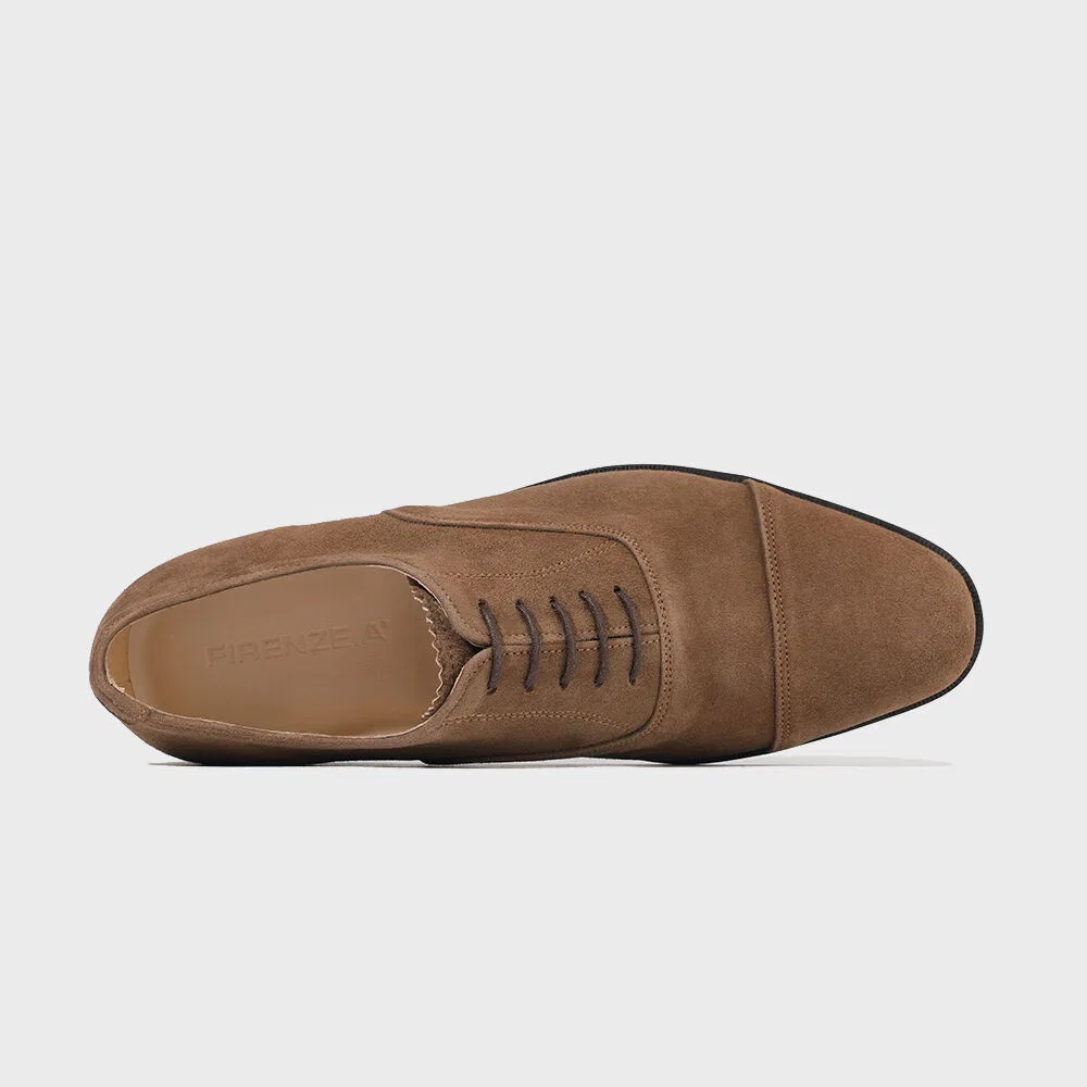 Мужские оксфорды Firenze.A Straight Tip Standard Lambskin Suede 4006-QS, средне-коричневые — фото 4