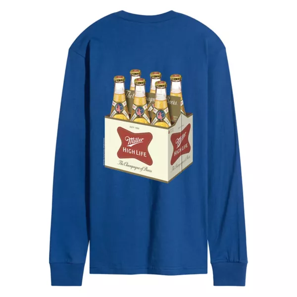

Мужская футболка Miller High Life с длинным рукавом и принтом из 6 бутылок Licensed Character, синий