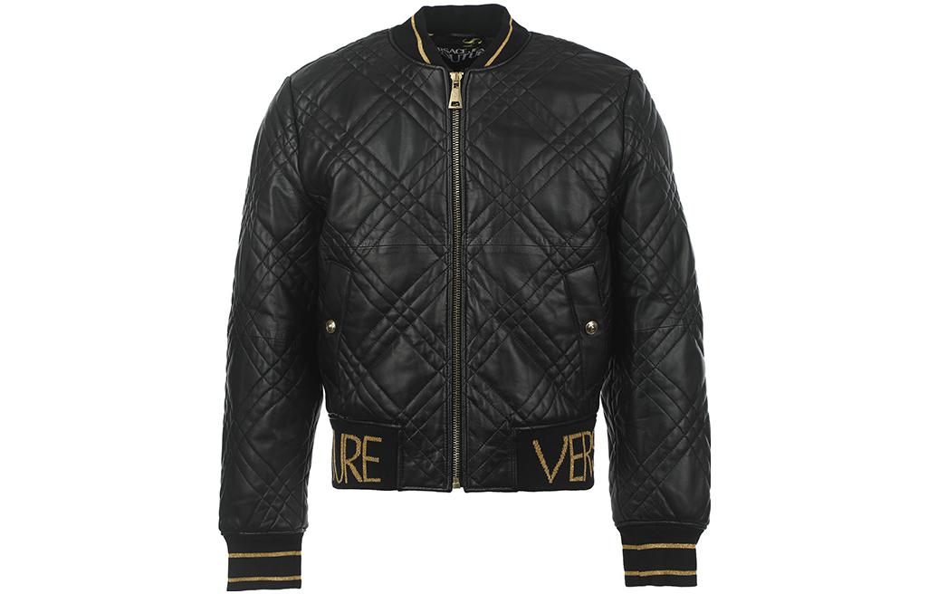 

VERSACE JEANS COUTURE Кожаная куртка на молнии, Black