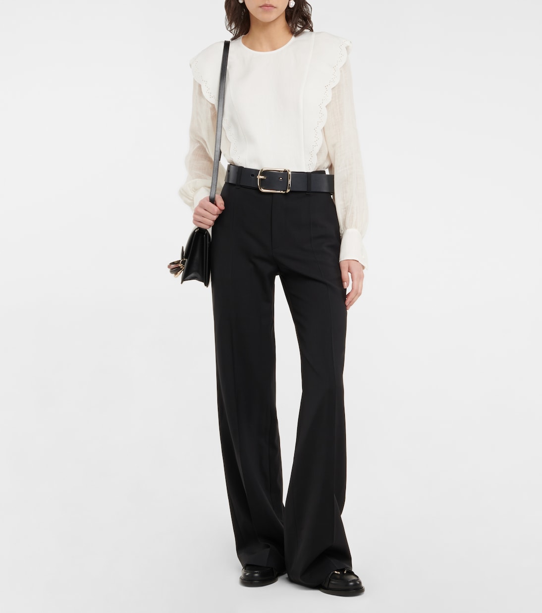 Льняная блузка с вышивкой Broderie Anglaise Chloé, Iconic Milk — фото 2