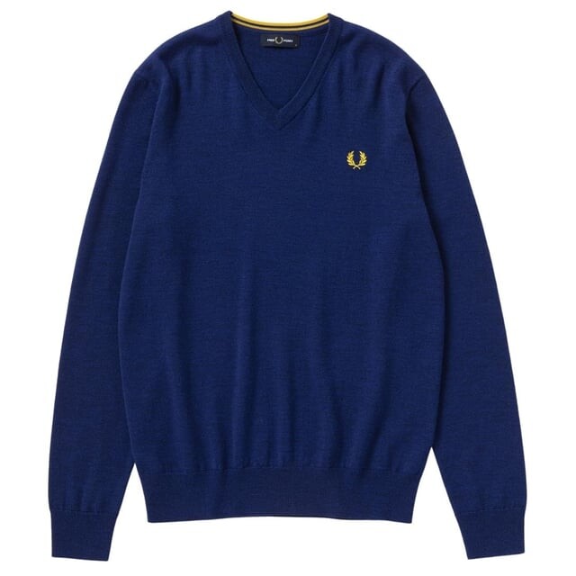 

Классический свитер с логотипом k7600 984 в морском стиле Fred Perry, синий