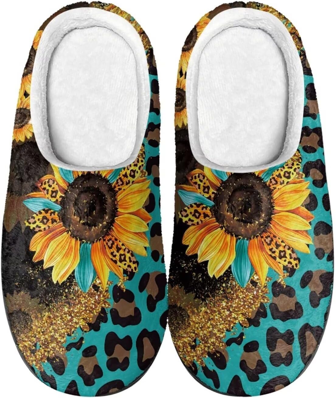 

Теплые мягкие удобные домашние тапочки DISNIMO для женщин и девушек на осень и зиму, A Sunflower With Leopard