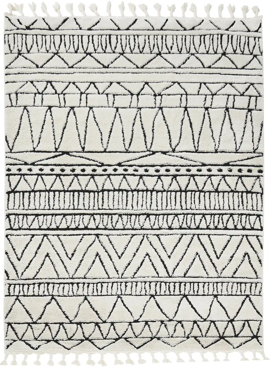 

Done. ковер "OCEAN", прямоугольный, современный скандинавский дизайн, эффект high-low, с бахромой 120х180 см, кремовый/черный