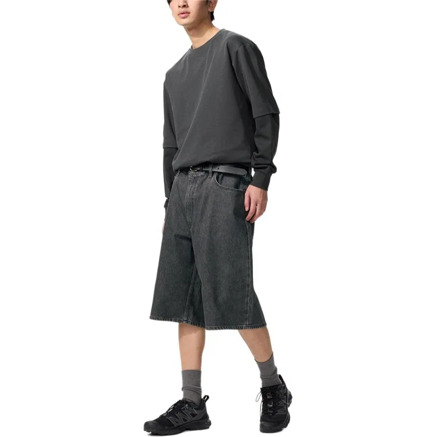 Шорты джинсовые SS26 мужские темно-серые moderate UNIQLO, Dark Gray