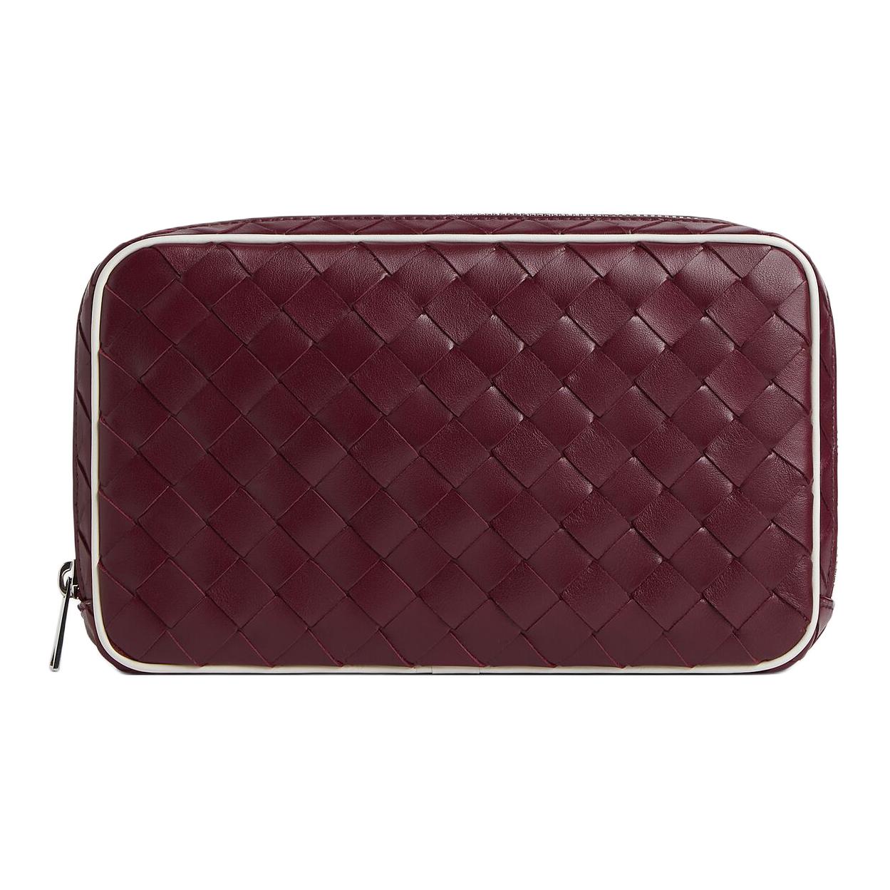 

Bottega Veneta Плетёный клатч из телячьей кожи средний унисекс Бароло Бордовый и Белый