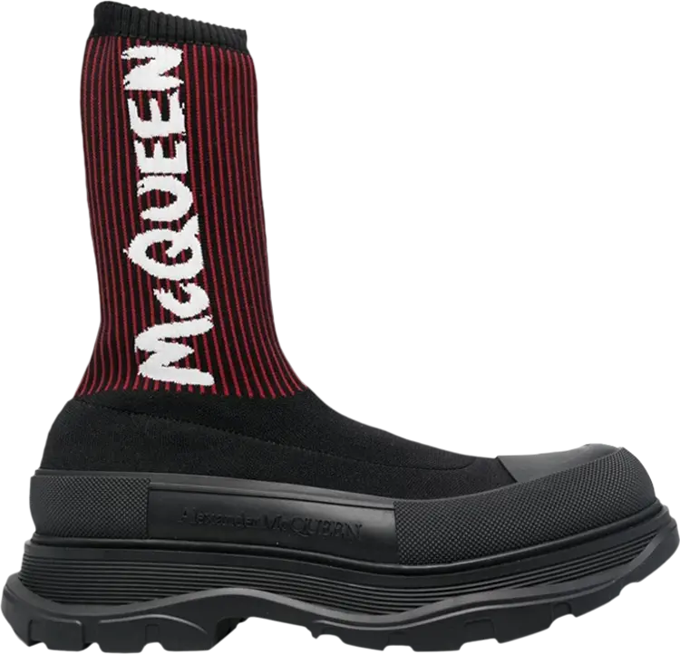 

Кроссовки Alexander McQueen Knit Tread Slick Boot 'Graffiti - Black Red', черный