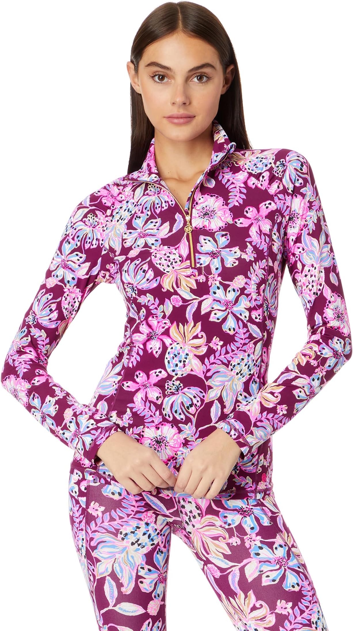 

Толстовка Lilly Pulitzer Justine Half Zip Upf 50+, цвет Amarena Cherry Tropical with A Twist