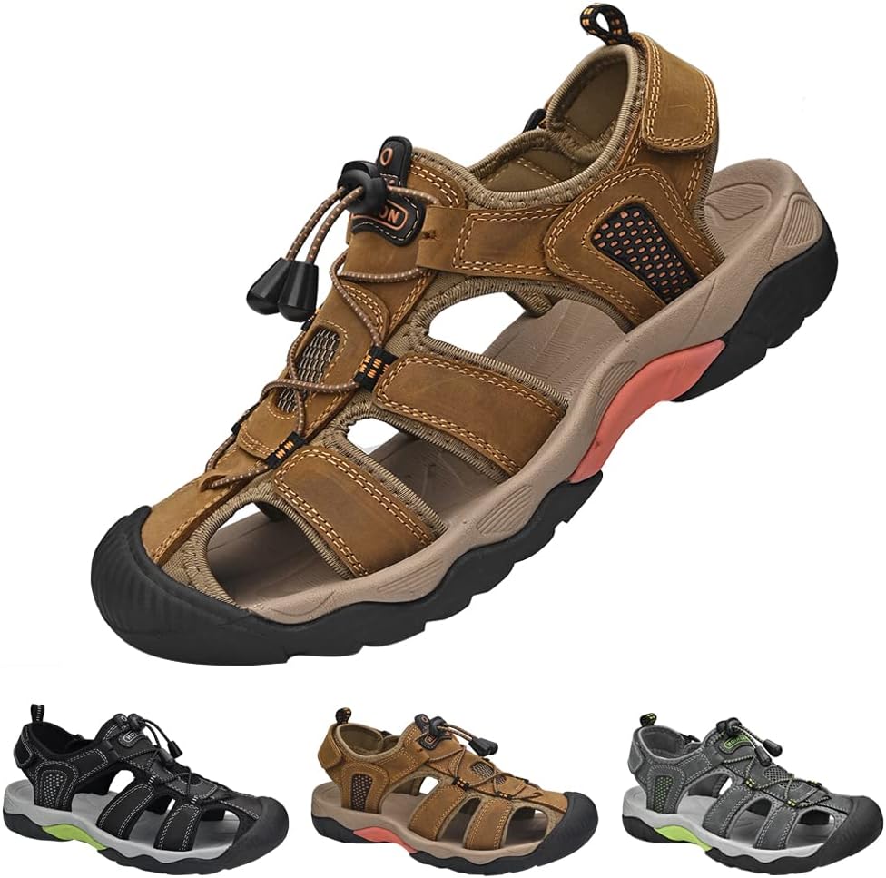 

Мужские походные сандалии для вождения, повседневная спортивная обувь для пляжа, закрытые носки, летние дышащие легкие водные сандалии Generic, коричневый