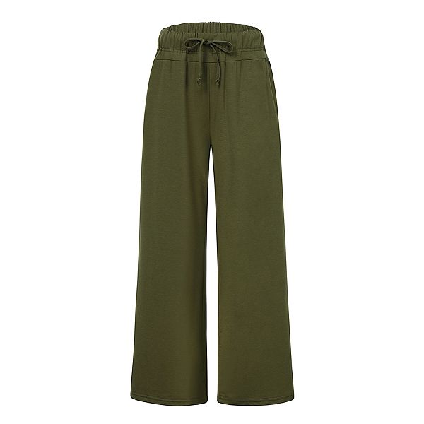 

Женские брюки с высокой талией и широкими штанинами, свободные йога-джоггеры с карманами и шнурком Seoria, Military Green