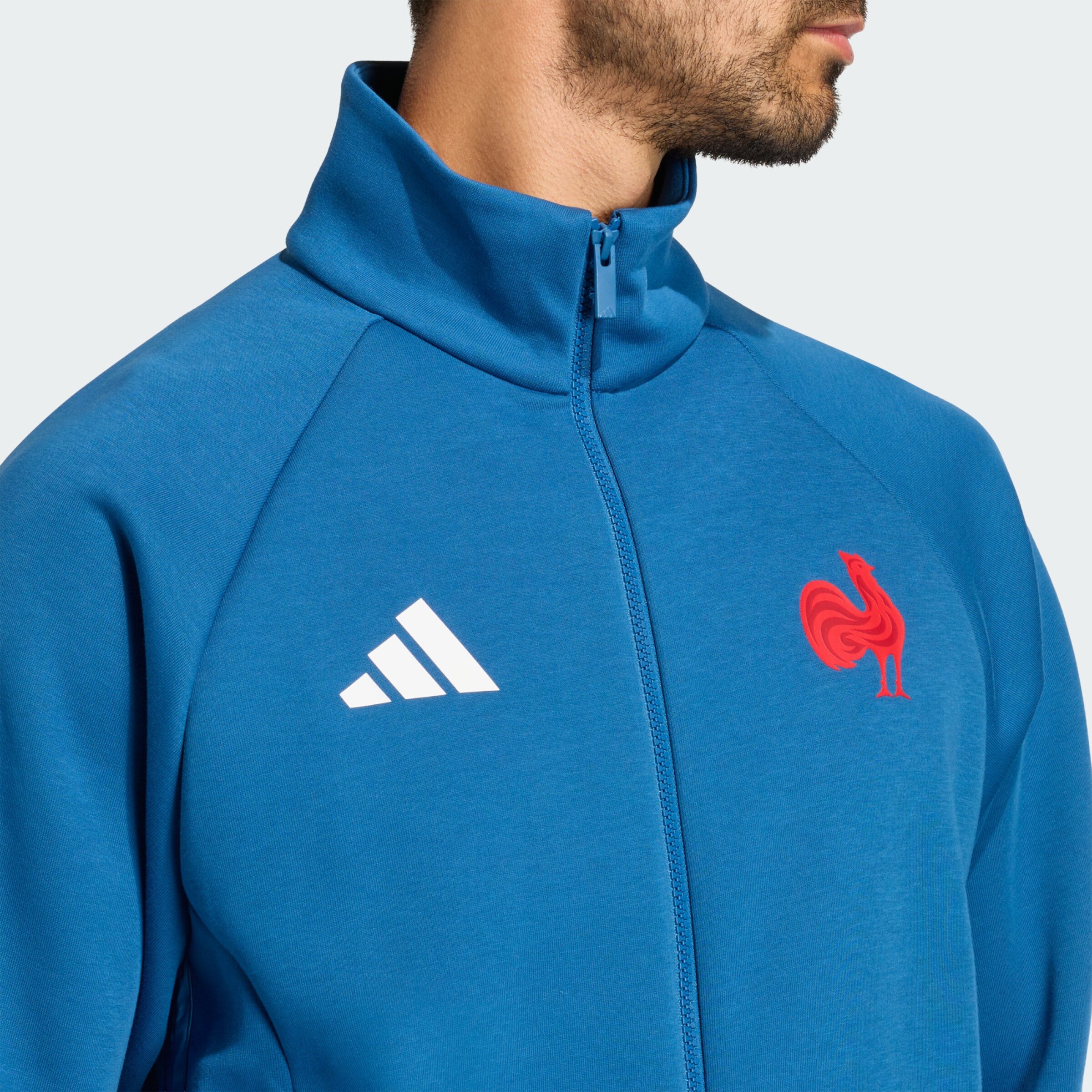 Adidas Performance Спортивная толстовка с молнией 'FFR' в голубом цвете Cyan Blue — фото 4