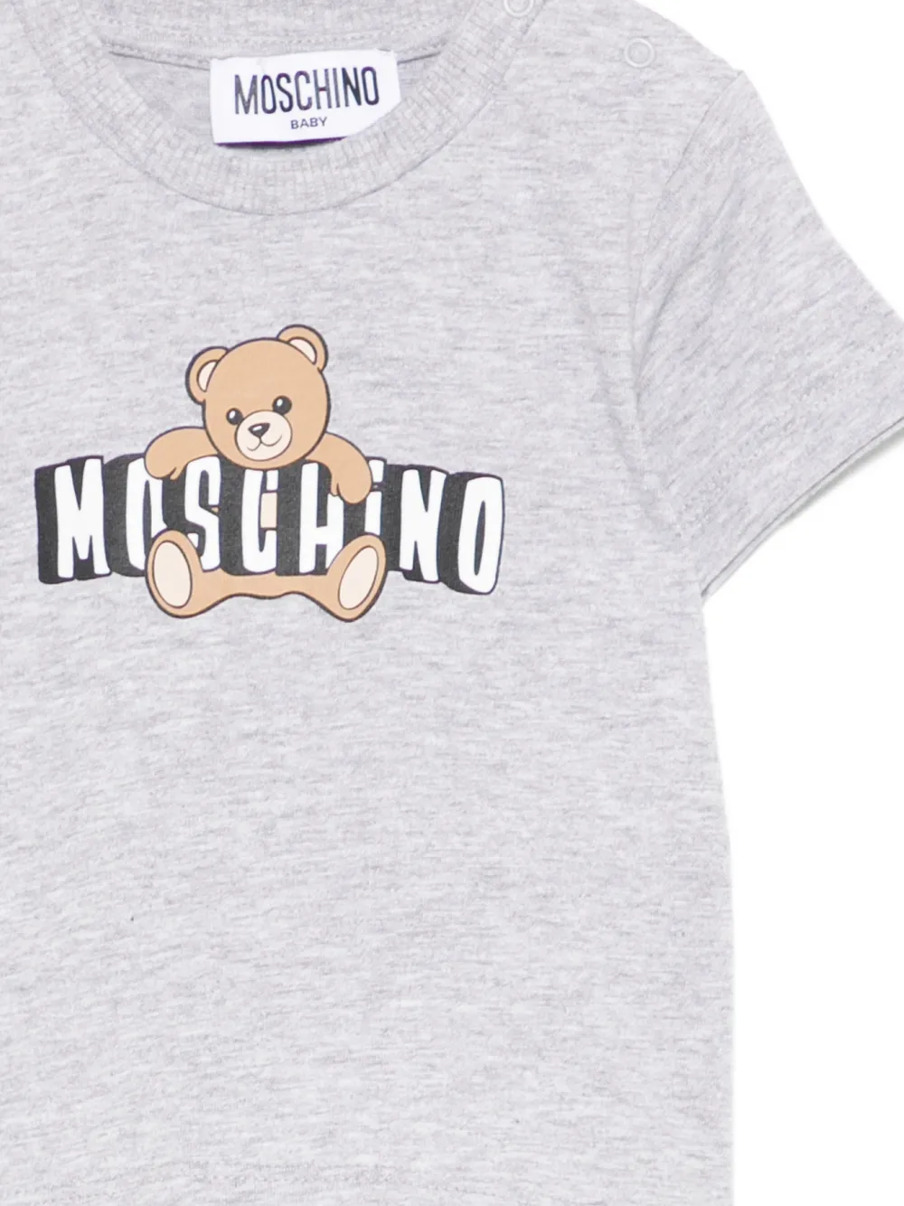 Футболка с изображением медведя Moschino Kids, серый — фото 3