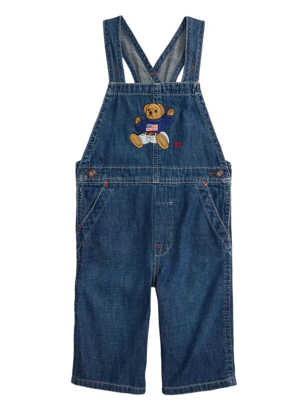 

Джинсовый комбинезон с вышивкой Polo Bear Polo Ralph Lauren Kids, синий