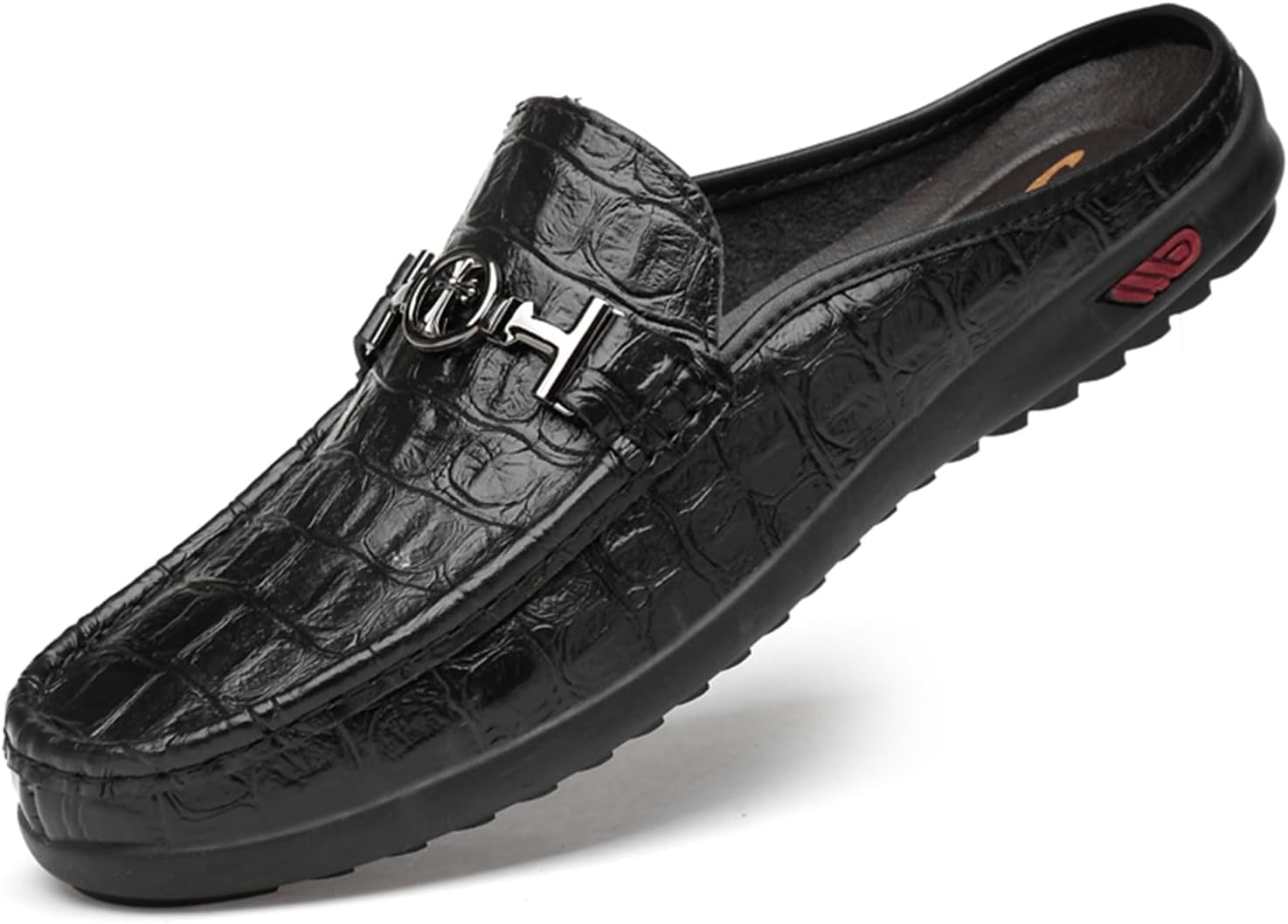 

Мужские тапочки Abborora, слипоны-лоферы, кожаные, для официального и повседневного ношения, с открытой пяткой, черный