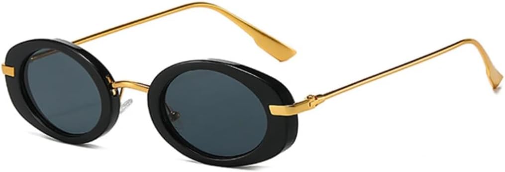 

Ретро маленькие овальные женские солнцезащитные очки класса люкс, модные панк-очки для мужчин, трендовые градиентные солнцезащитные очки с защитой от УФ-излучения UV400 UUPTTPL, Black Golden Gray