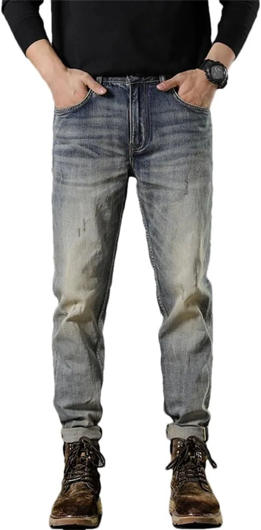 

Мужские джинсы street retro потертые slim fit