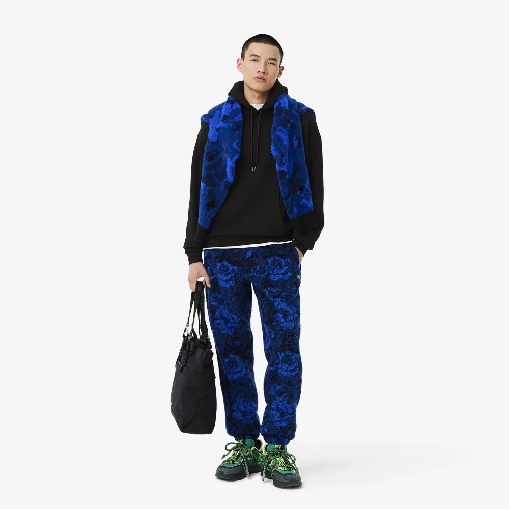 Мужское худи с цветочным принтом чёрное от Lacoste — фото 4