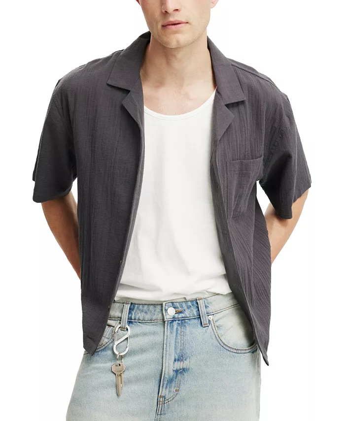 

Мужская рубашка Riviera Box Fit с коротким рукавом COTTON ON, черный