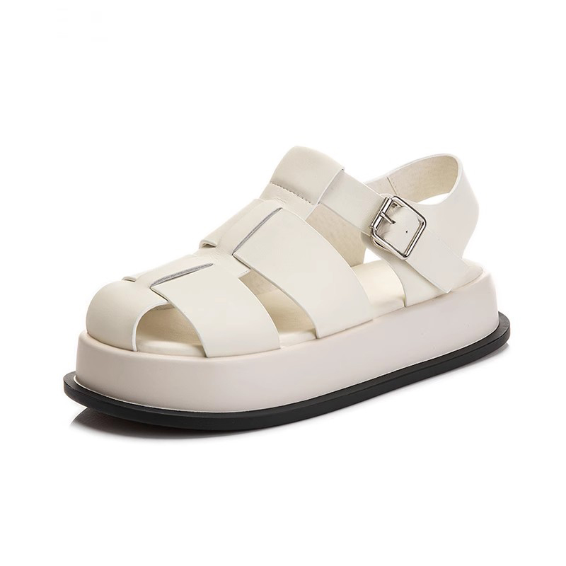 SENJIALUO Римские сандалии 4CM женские бежевые, цвет Beige