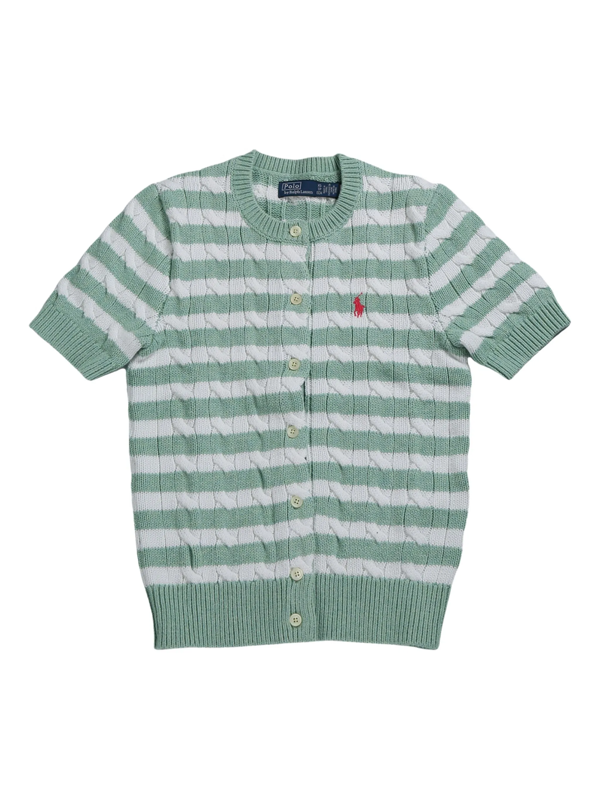 

Полосатый кардиган с коротким рукавом Polo Ralph Lauren, зеленый