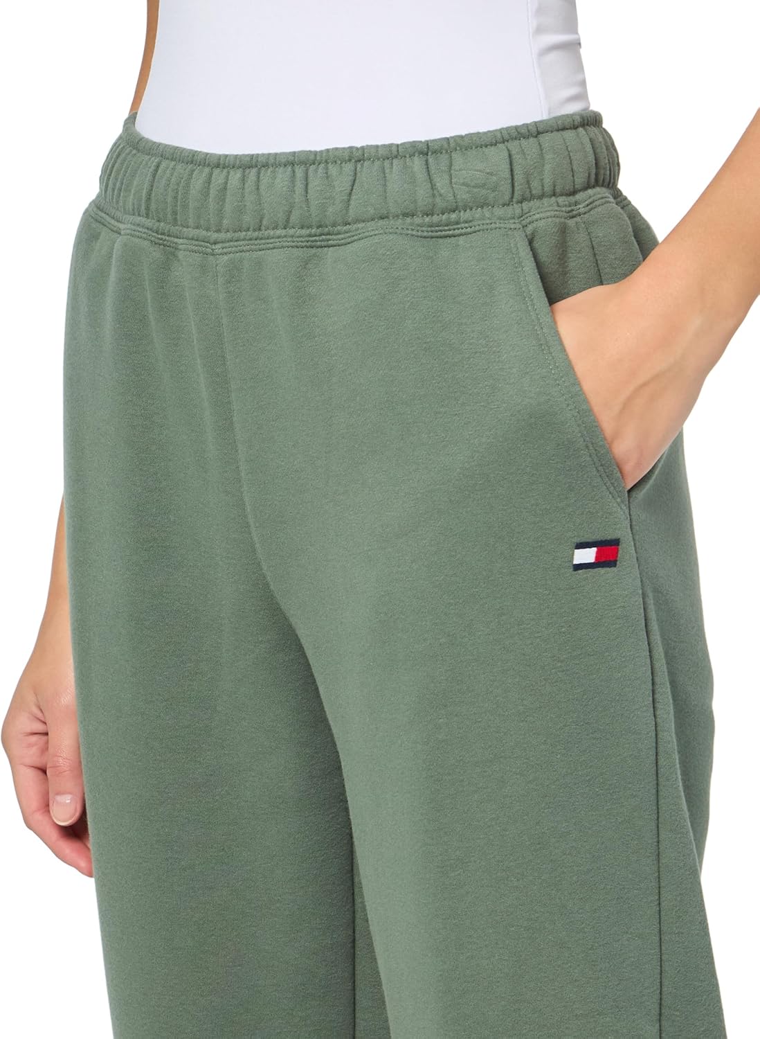 Женские флисовые джоггеры Tommy Hilfiger с вышитым флагом и эластичным поясом, Basil — фото 3