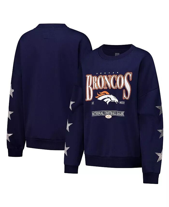 

Женский темно-синий свитер Denver Broncos со стразами и звездами на рукавах Settle the Score Tri-Blend Gameday Couture
