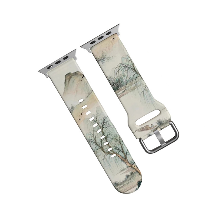 

Ремешок Apple Совместимость Силиконовый Материал IBOANN, Чернильная Ива (Одиночный Ремешок+Защитный Чехол Такого же Стиля)