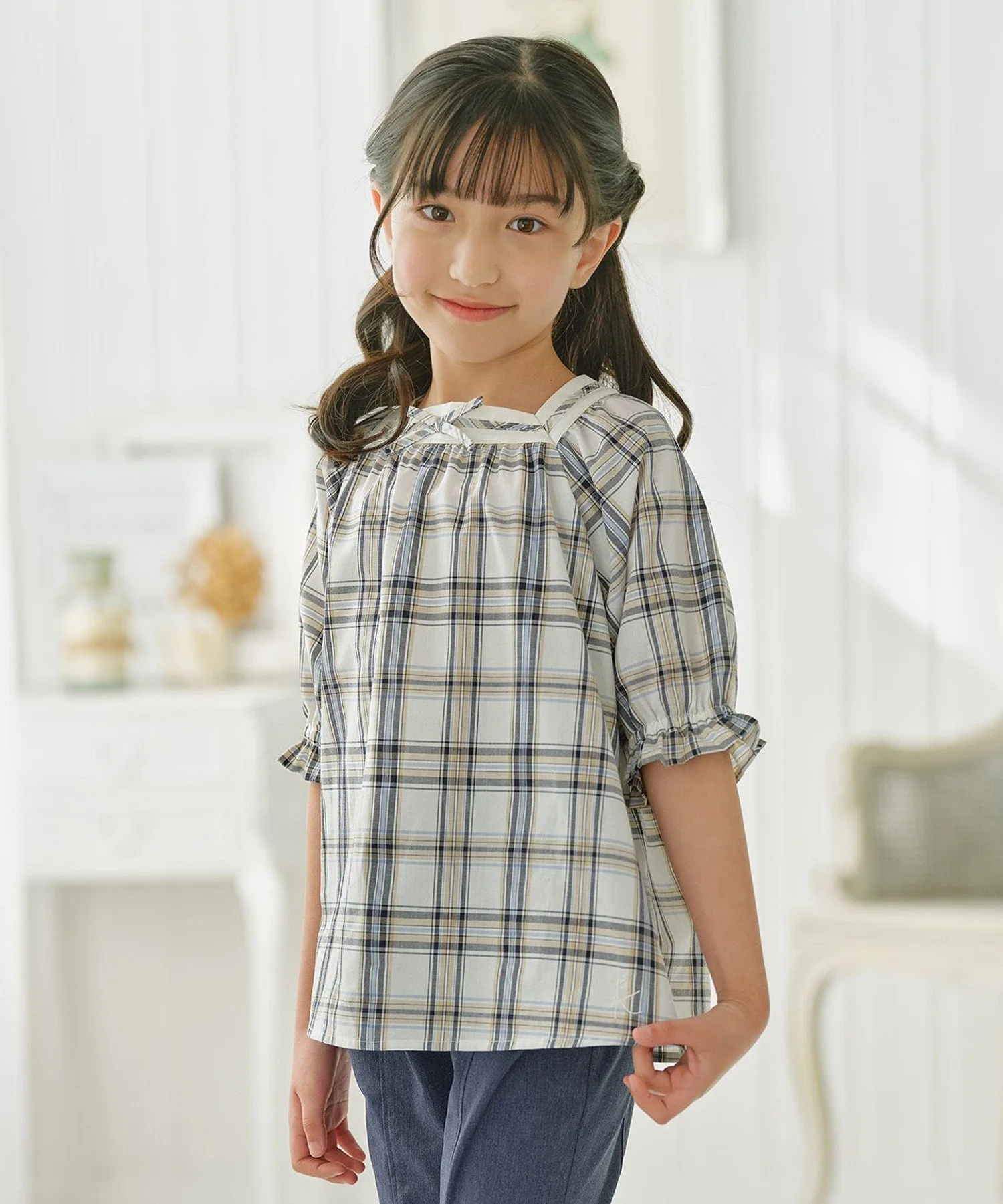 [110-140 см] Блузка в клетку Printemps Kids Suite, Beige [533]