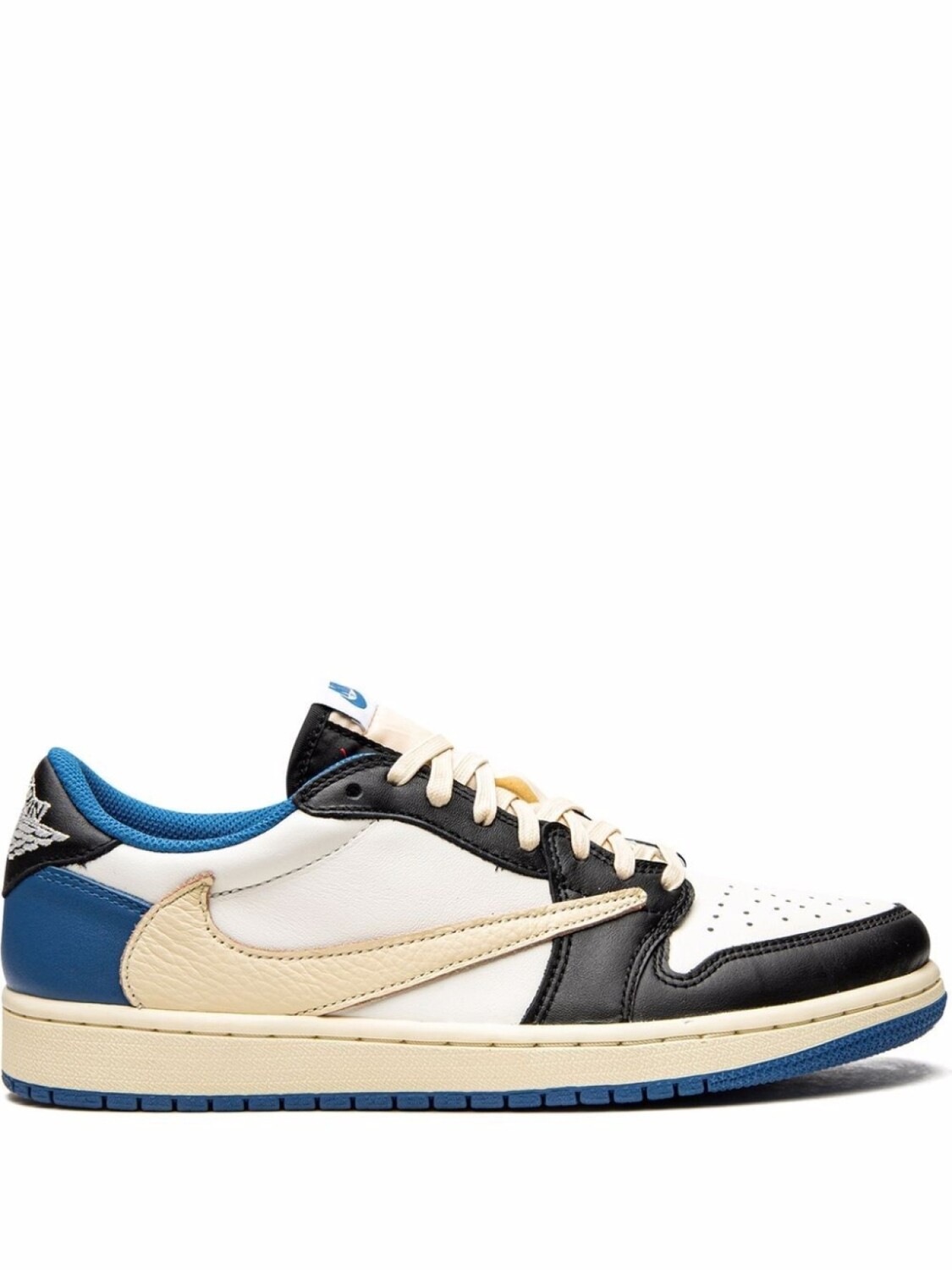 Кроссовки Jordan х Travis Scott х Fragment Air Jordan 1 Low OG SP, белый/черный/синий