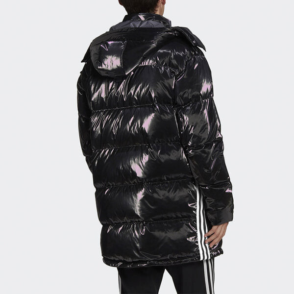 Пуховик adidas originals Thicken Windproof hooded mid-length Sports Down Jacket Black, черный — фото 4