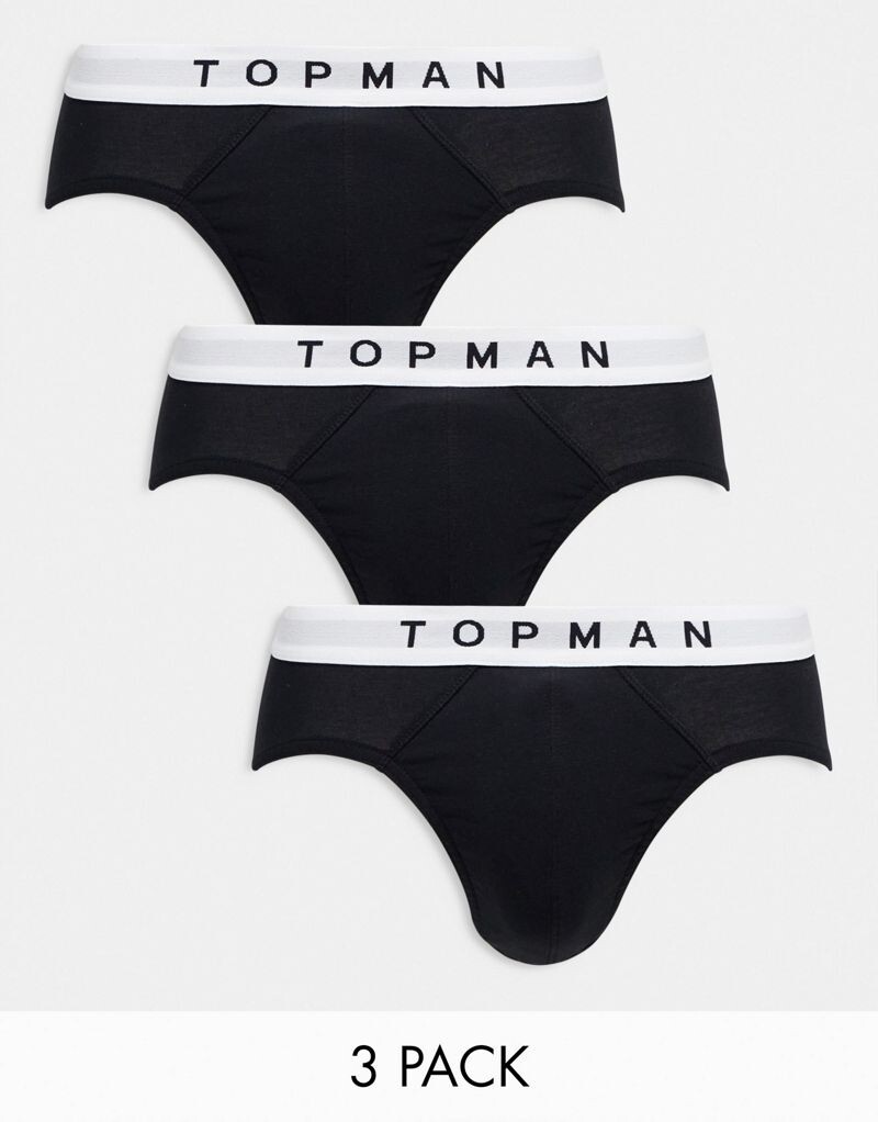 

Комплект из трех черных трусов Topman с белыми поясами