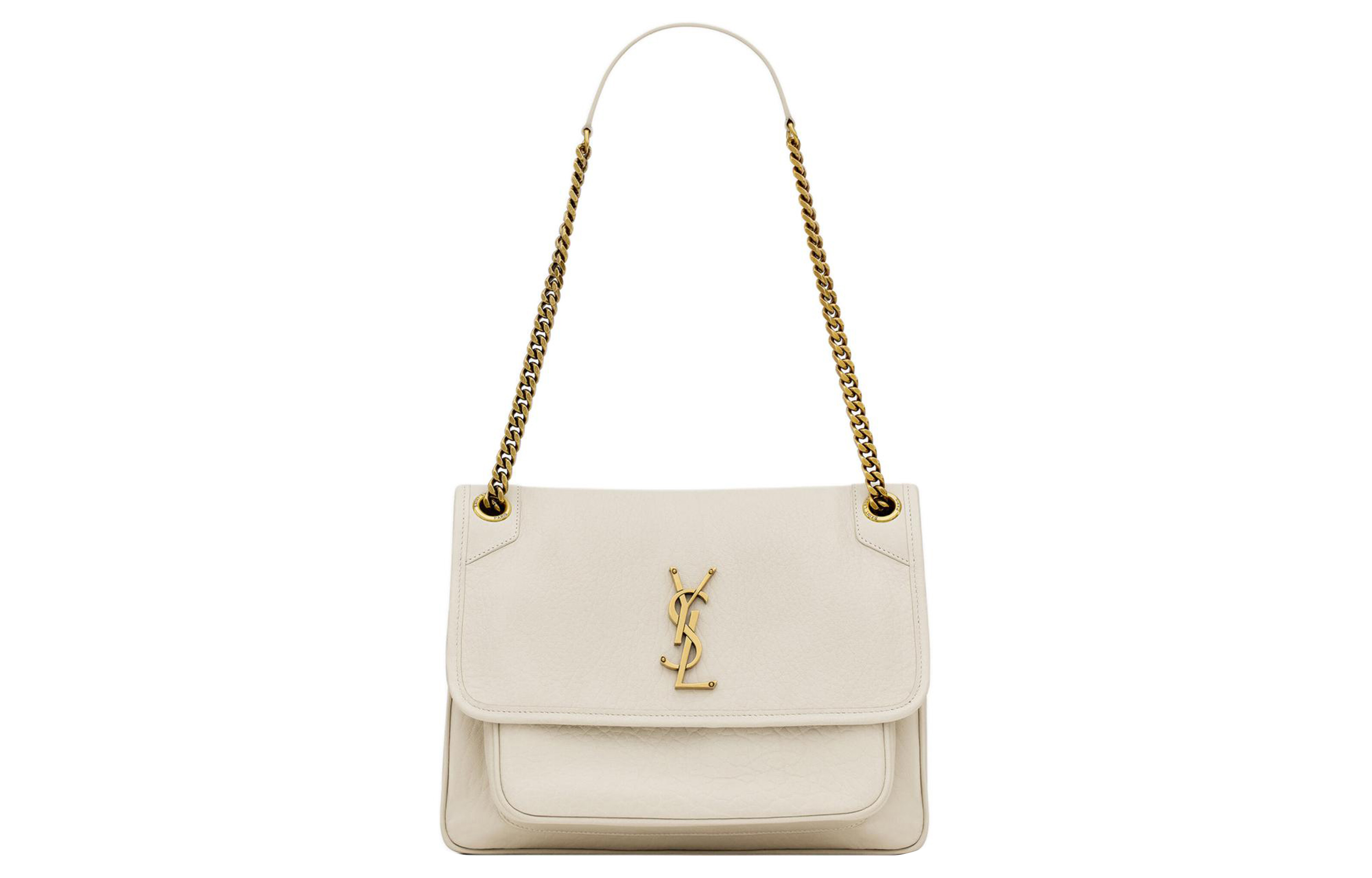 

SAINT LAURENT Ники Кожаный Женский Клатч Среднего Размера Винтажный Белый