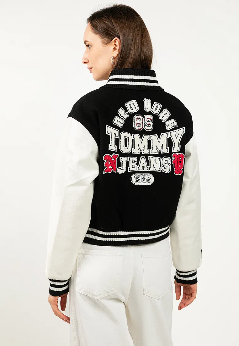 Женская шерстяная куртка-бомбер Tommy Jeans Tommy Hilfiger, черный — фото 2