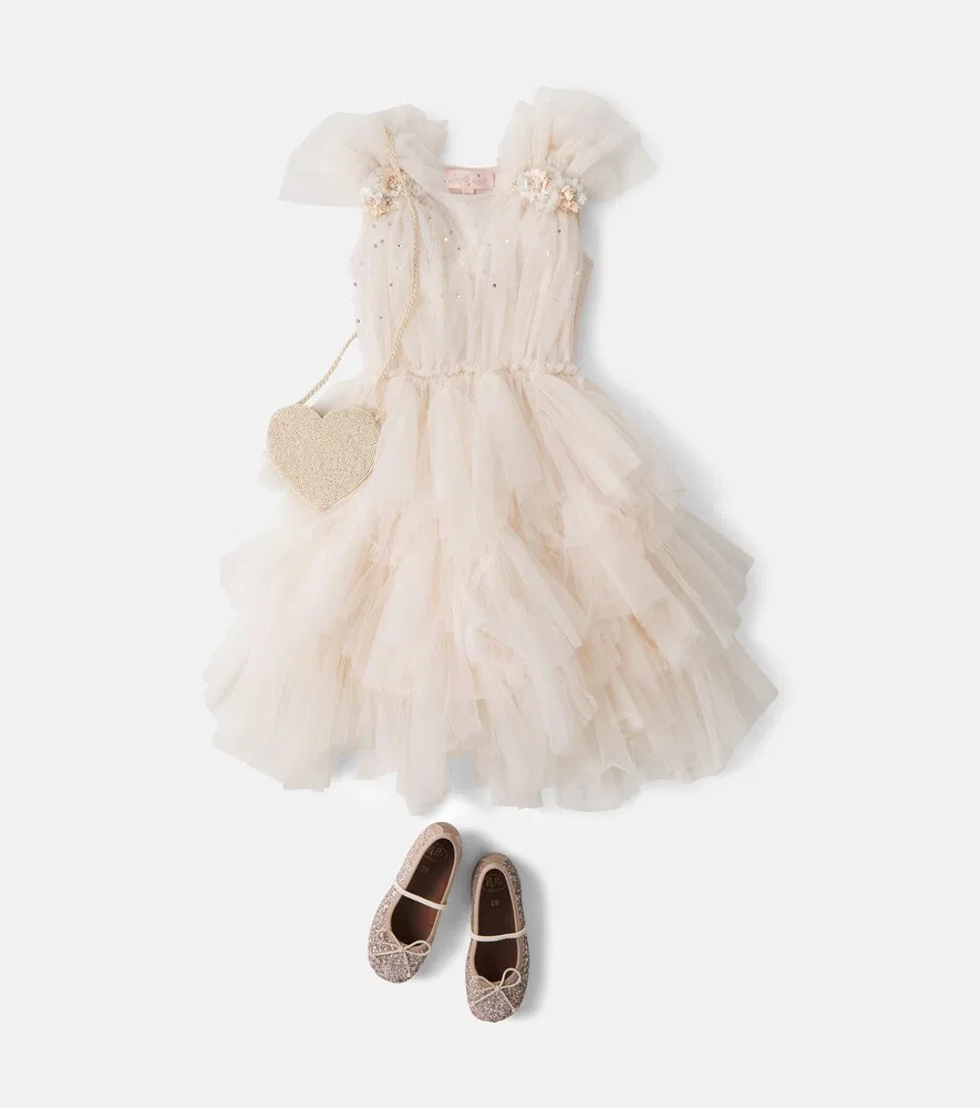 Платье из тюля с отделкой из хлопка и вышивкой Tutu Du Monde, розовый — фото 2