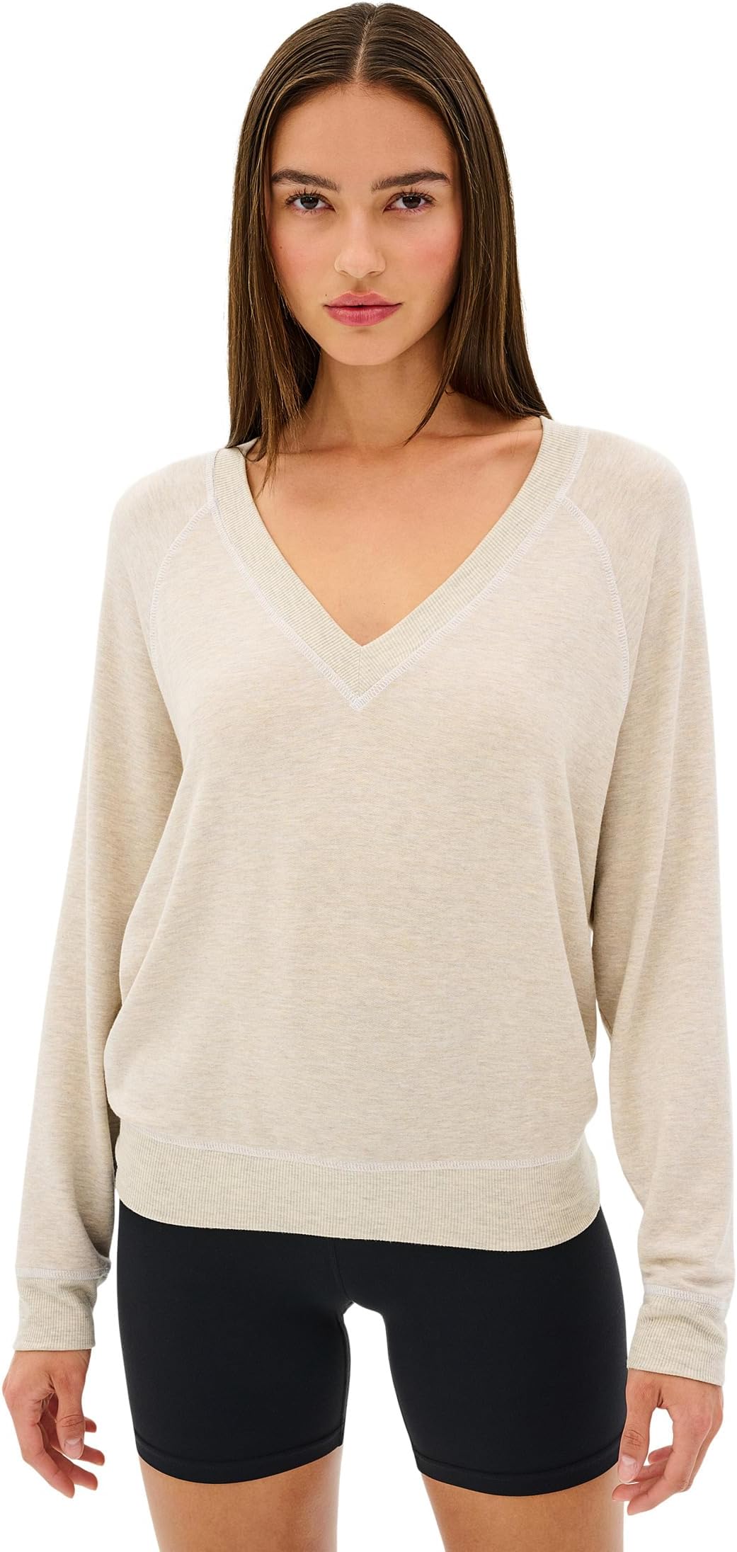 

Толстовка Splits59 Bennie Fleece V-neck Sweatshirt, Heather Oat/White