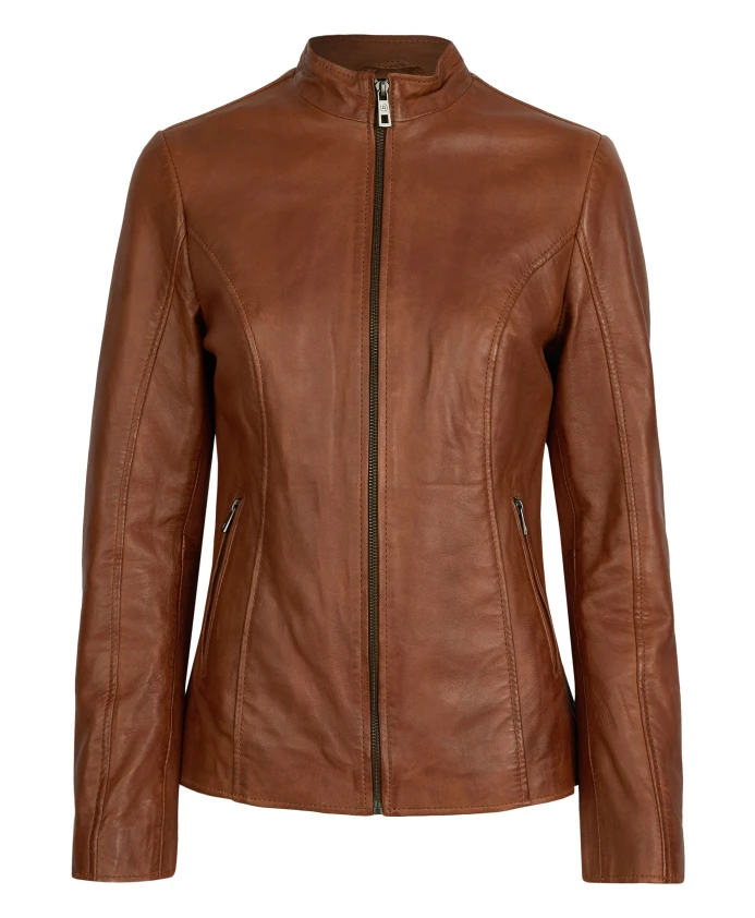 

Классическая кожаная куртка со стойкой. Bugatti, коричневый