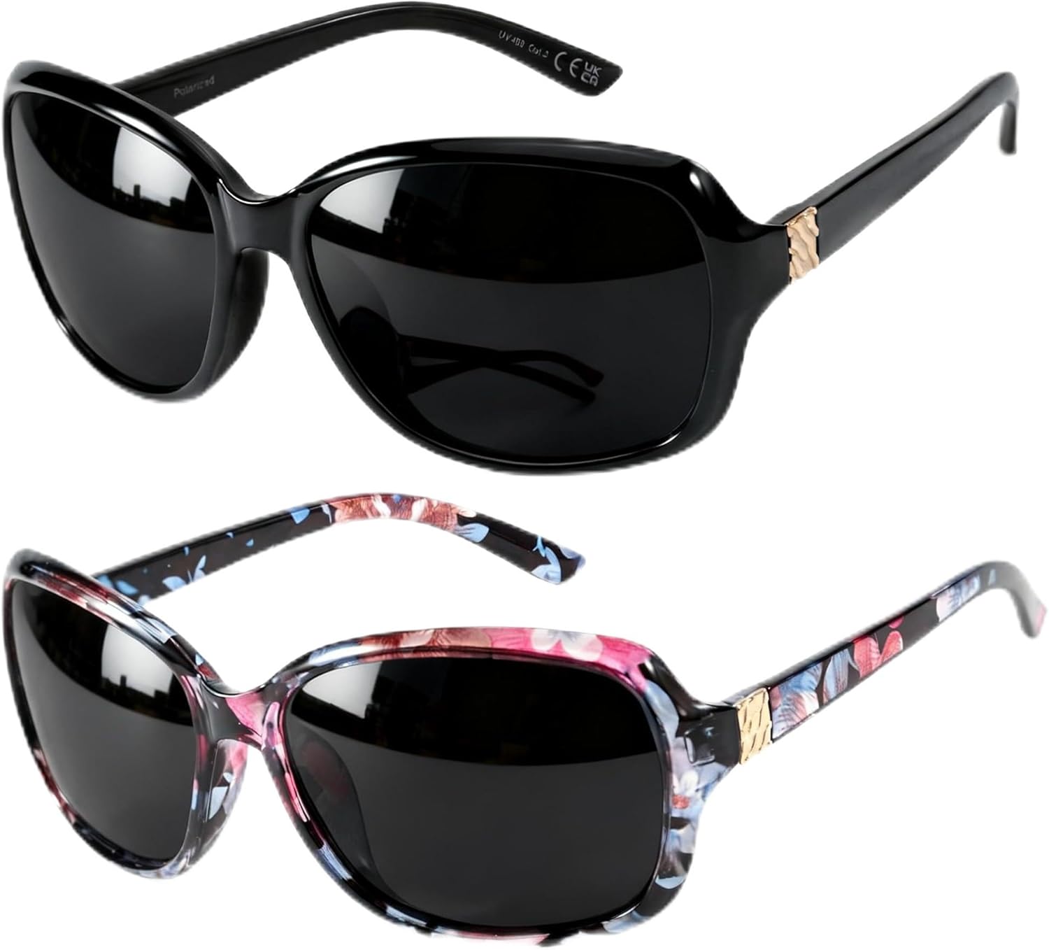 

Поляризованные солнцезащитные очки SIPHEW для женщин | Винтажные квадратные солнцезащитные очки с защитой от УФ-излучения UV400 | Женские солнцезащитные очки с обтекаемой формой, P6 Black+floral Polarized Sunglasses(2pack)