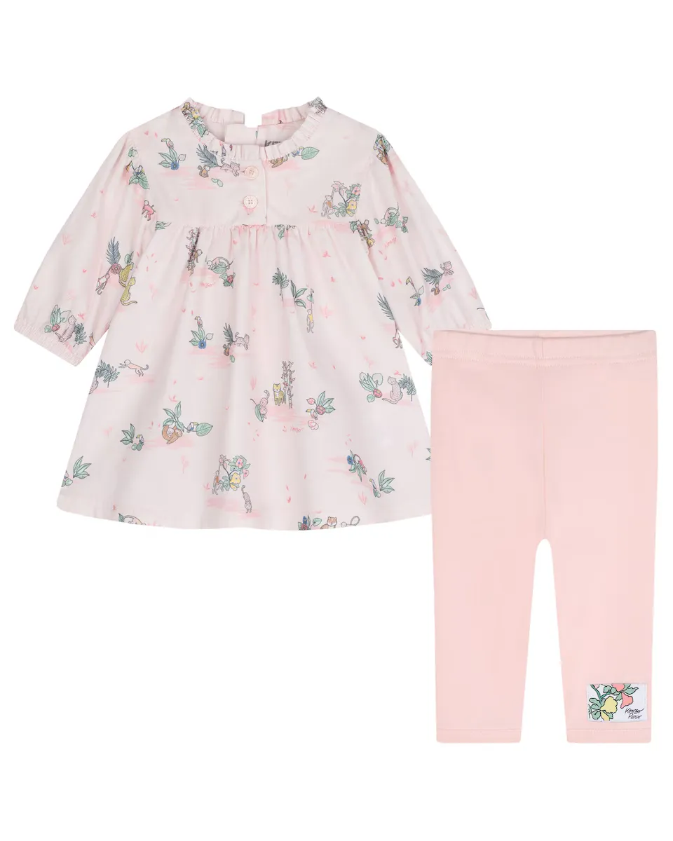 

Хлопковый комплект из 2 предметов для девочки Kenzo Kids, розовый