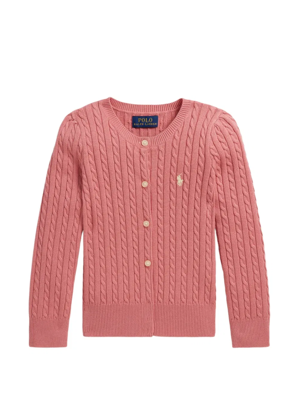 Кардиган крупной вязки на пуговицах Polo Ralph Lauren Kids, розовый