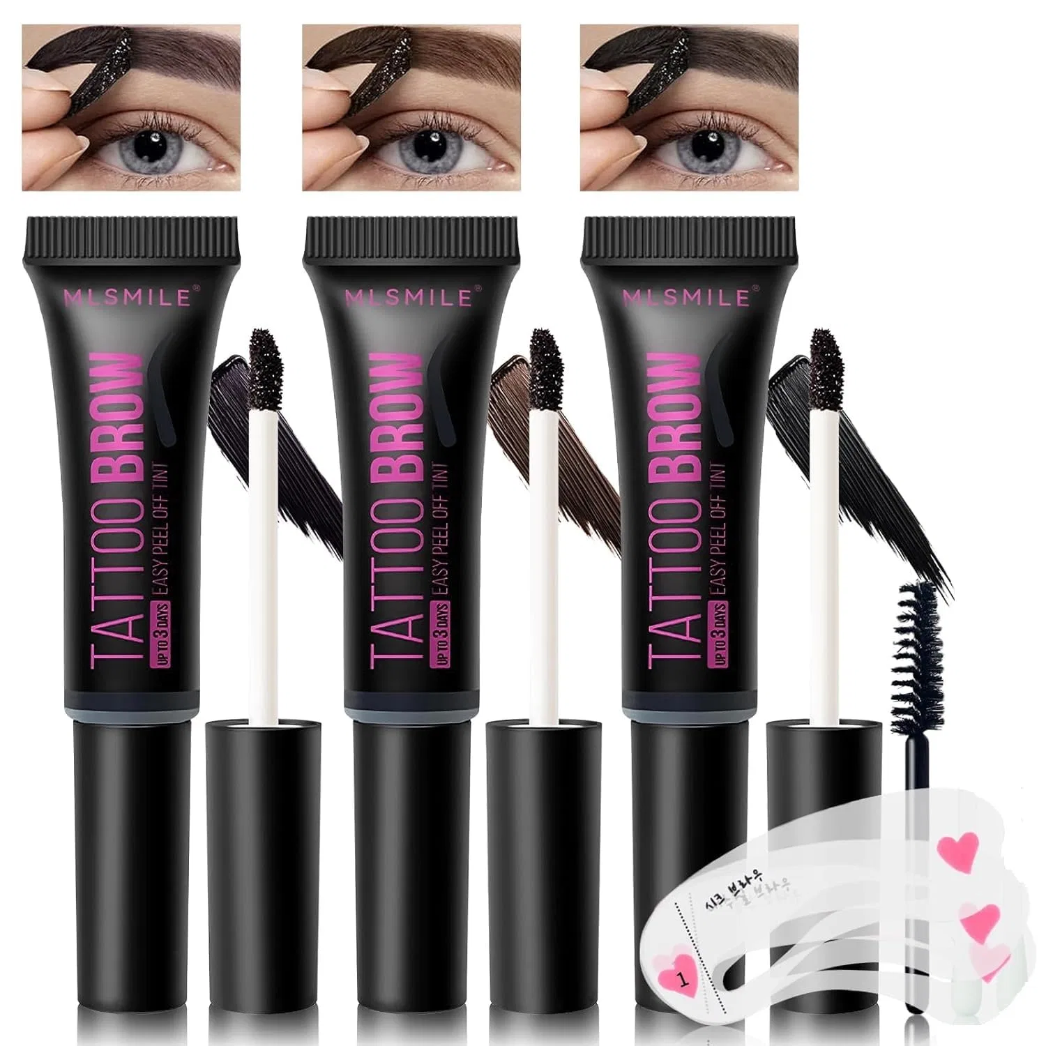 Гель-тинт для бровей Tattoo Brow Peel Off, водостойкий, 3 шт. Beliky Girl