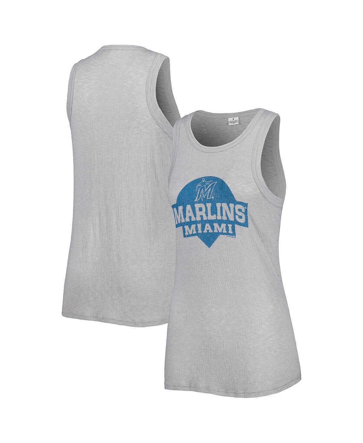 

Женская серая майка Miami Marlins Tri-Blend Soft As A Grape, серый