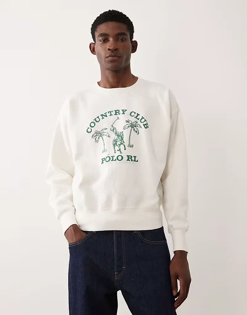 Винтажная толстовка Polo Ralph Lauren для игрока в поло, кремовый