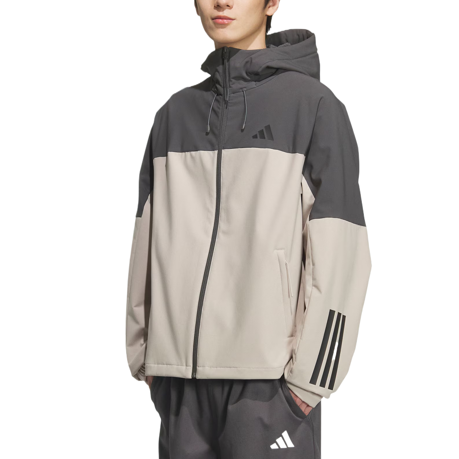 Adidas Мужская и женская куртка софтшелл бежевая, Beige — фото 2