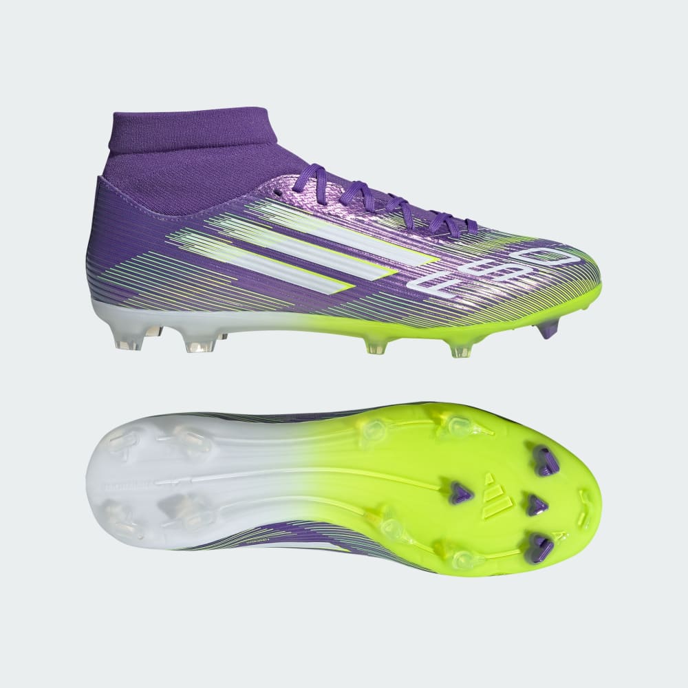 

Бутсы Adidas F50 League Mid Firm/Multi-Ground Cleats, цвет Purple Rush/Cloud White/Lucid Lemon