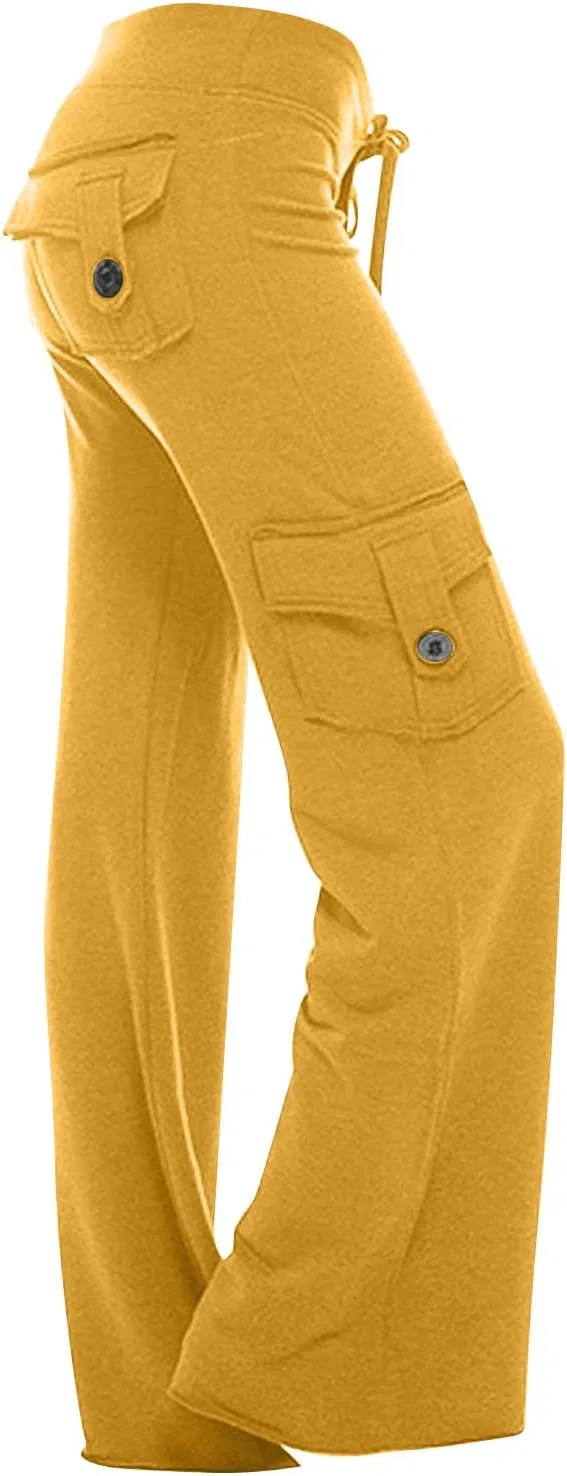 Брюки женские прямые зауженные с эластичным поясом, Generic, A04_yellow