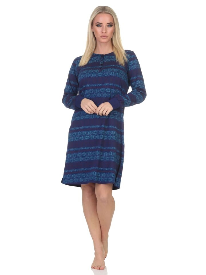 

Ночная рубашка NORMANN Langarm Bündchen Ethnolook, синий